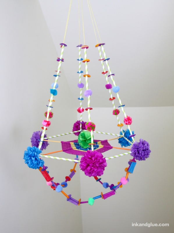 DIY pajaki paper and straw chandelier craft