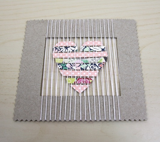 paper heart loom with cereal box cardboard
