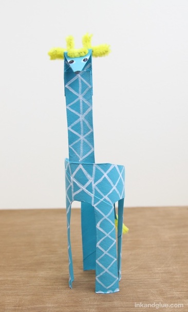Vintage cardboard TP tube giraffe craft