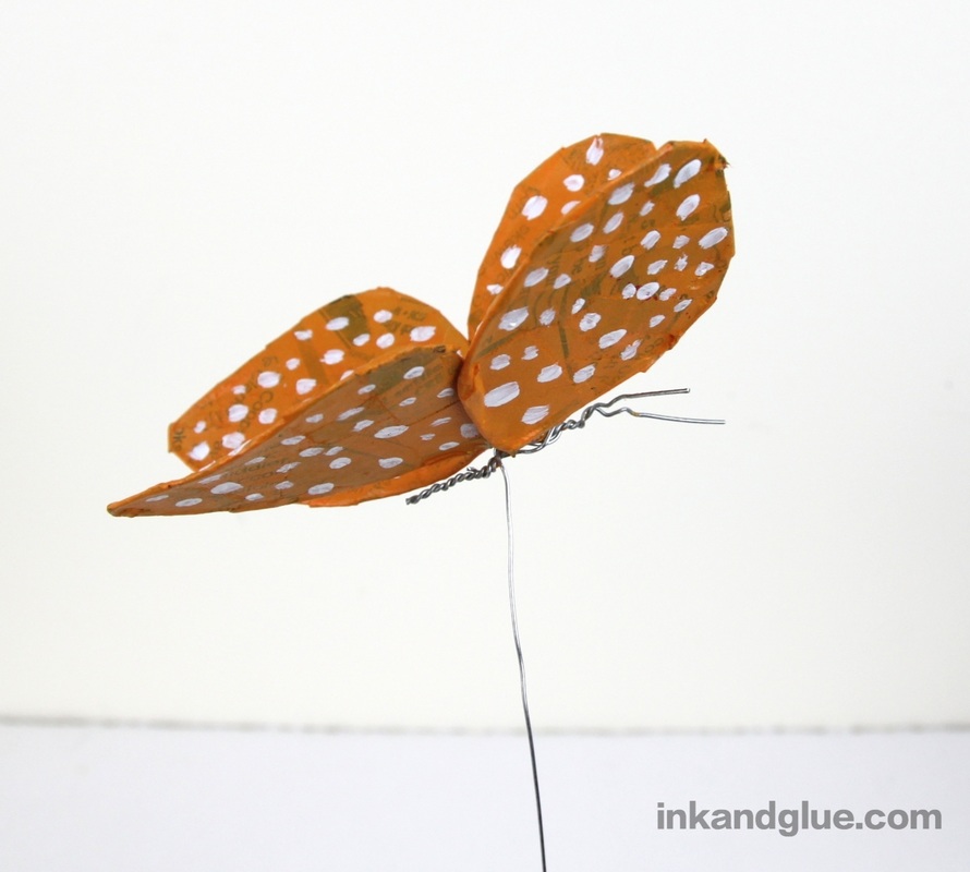 papier mache and wire butterfly kids craft